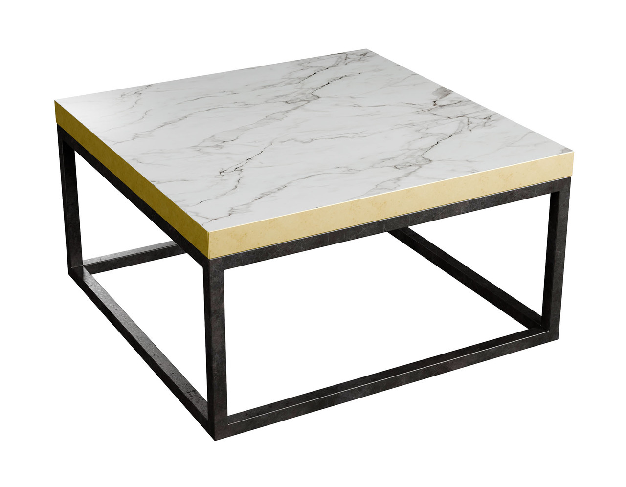 Premium  Lounge Table with Gold Edge Table Top (Fully Welded Gunmetal Frame)