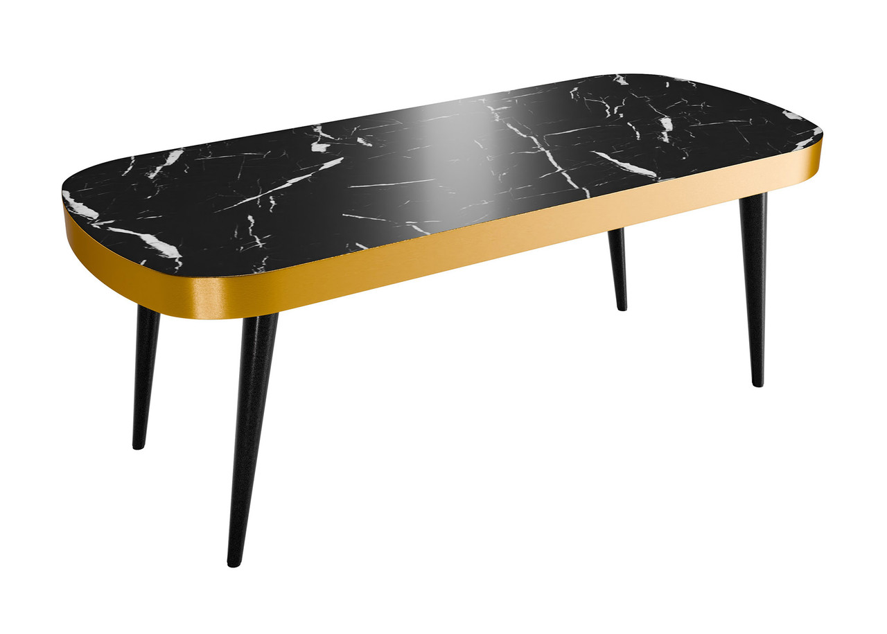 20" x 42" Lounge Table -Rounded Corners - Premium Laminate Table Top with Gold Edge Finish - Metal Legs 20" x 42" Lounge Table -Rounded Corners - Premium Laminate Table Top with Gold Edge Finish - Metal Legs