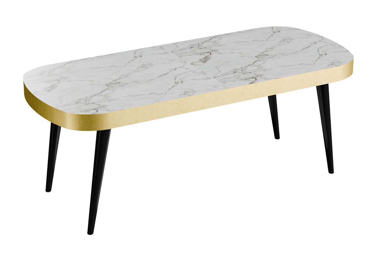 20" x 42" Lounge Table -Rounded Corners - Premium Laminate Table Top with Gold Edge Finish - Metal Legs 20" x 42" Lounge Table -Rounded Corners - Premium Laminate Table Top with Gold Edge Finish - Metal Legs