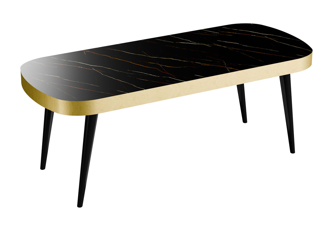 20" x 42" Lounge Table -Rounded Corners - Premium Laminate Table Top with Gold Edge Finish - Metal Legs 20" x 42" Lounge Table -Rounded Corners - Premium Laminate Table Top with Gold Edge Finish - Metal Legs