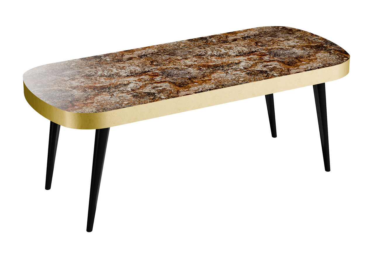 20" x 42" Lounge Table -Rounded Corners - Premium Laminate Table Top with Gold Edge Finish - Metal Legs 20" x 42" Lounge Table -Rounded Corners - Premium Laminate Table Top with Gold Edge Finish - Metal Legs