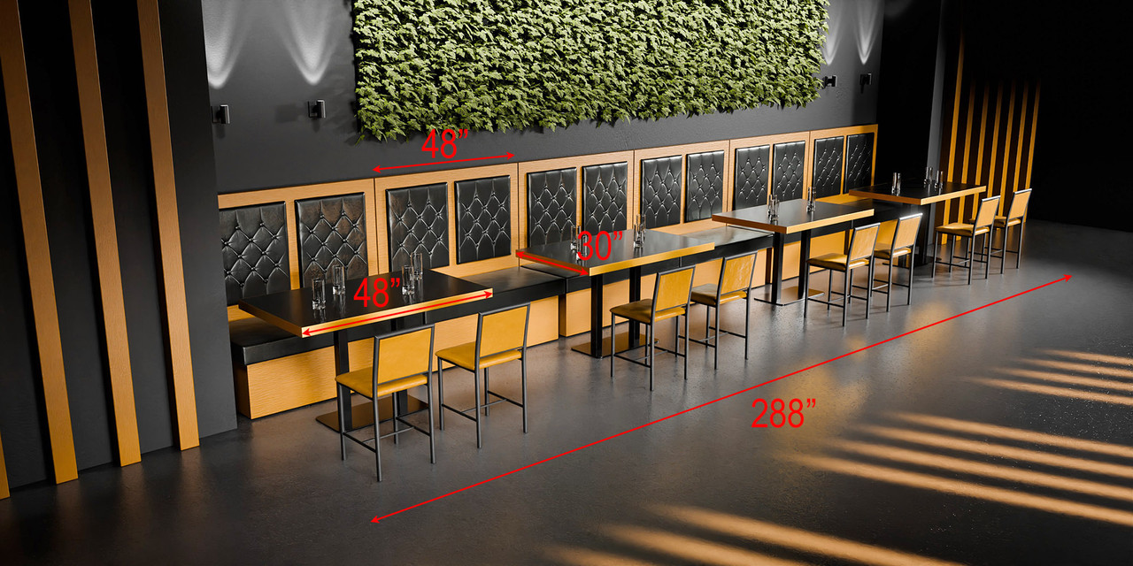 Modern Gold Restaurant Package - Restaurant Booth - Black Diamond Button Tufted Upholstery - Premium Gold Glaze Wrapped Frame - Restaurant Tables and Chairs (Seats 16) Modern Gold Restaurant Package - Restaurant Booth - Black Diamond Button Tufted Upholstery - Premium Gold Glaze Wrapped Frame - Restaurant Tables and Chairs (Seats 16)