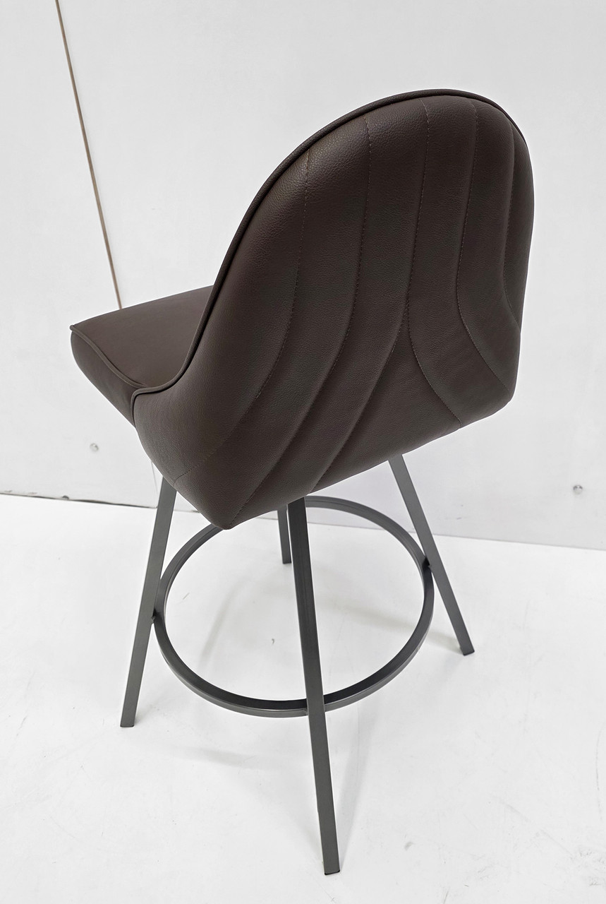 BS102 Swivel Designer Bar Stool - High Performance Upholstery - Swivel Metal Base - All Around Channel Back