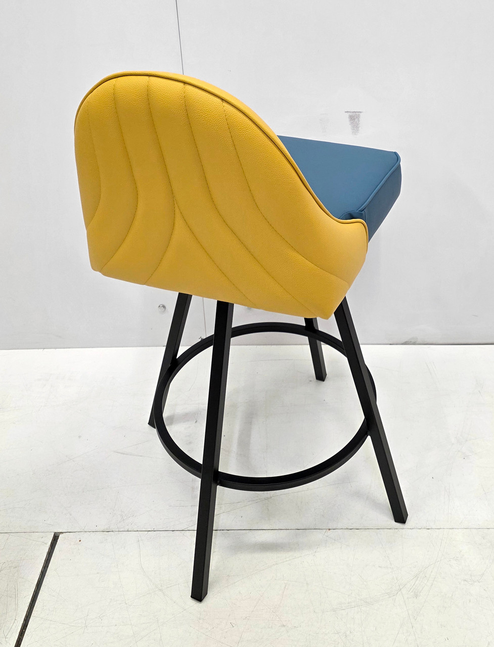 BS102 Swivel Designer Bar Stool - High Performance Upholstery - Swivel Metal Base - All Around Channel Back