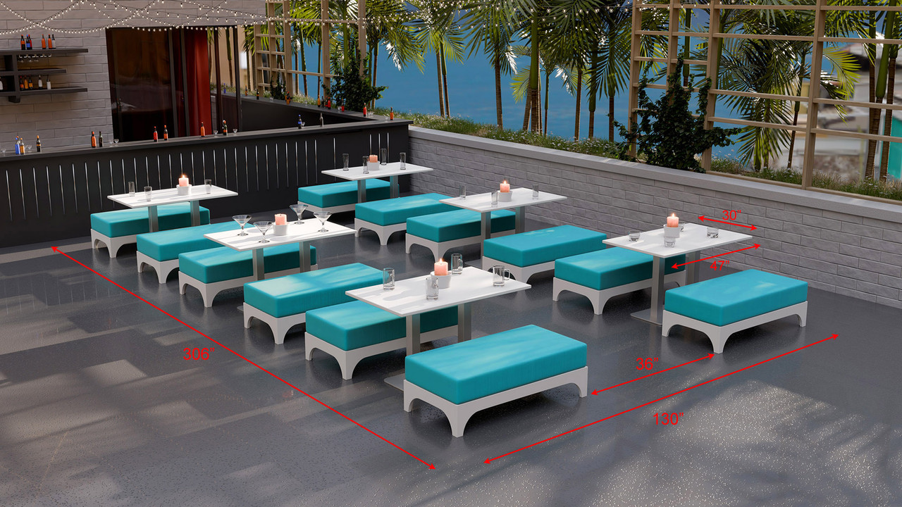 Carina Outdoor Seating - Package - Premium  5-Yr Warranty Sunbrella Fabric - Marine Grade Seaboard Frame (SEATS 24)
