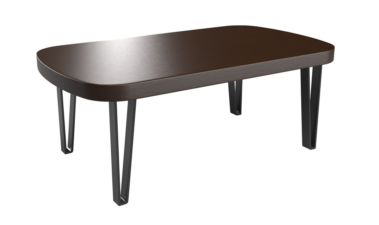 20" x 42" Lounge Table -Rounded Corners - Premium Laminate Finish - Black Designer Metal Legs