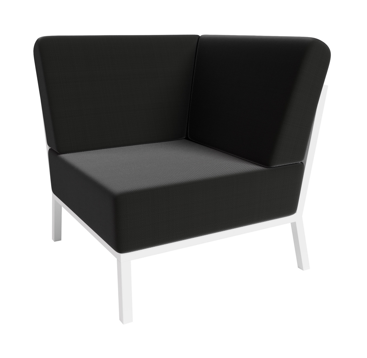 Nico Outdoor Seating - Corner - Premium  5-Yr Warranty Sunbrella Fabric - Fully Welded White Metal Frame Nico Outdoor Seating - Corner - Premium  5-Yr Warranty Sunbrella Fabric - Fully Welded White Metal Frame