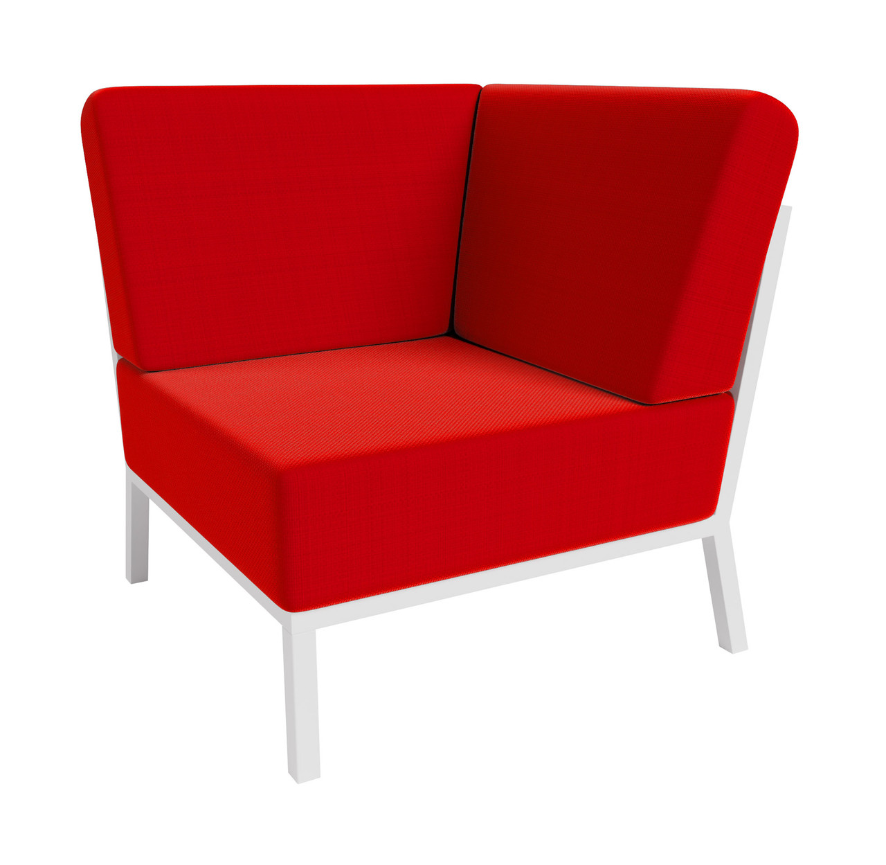 Nico Outdoor Seating - Corner - Premium  5-Yr Warranty Sunbrella Fabric - Fully Welded White Metal Frame Nico Outdoor Seating - Corner - Premium  5-Yr Warranty Sunbrella Fabric - Fully Welded White Metal Frame