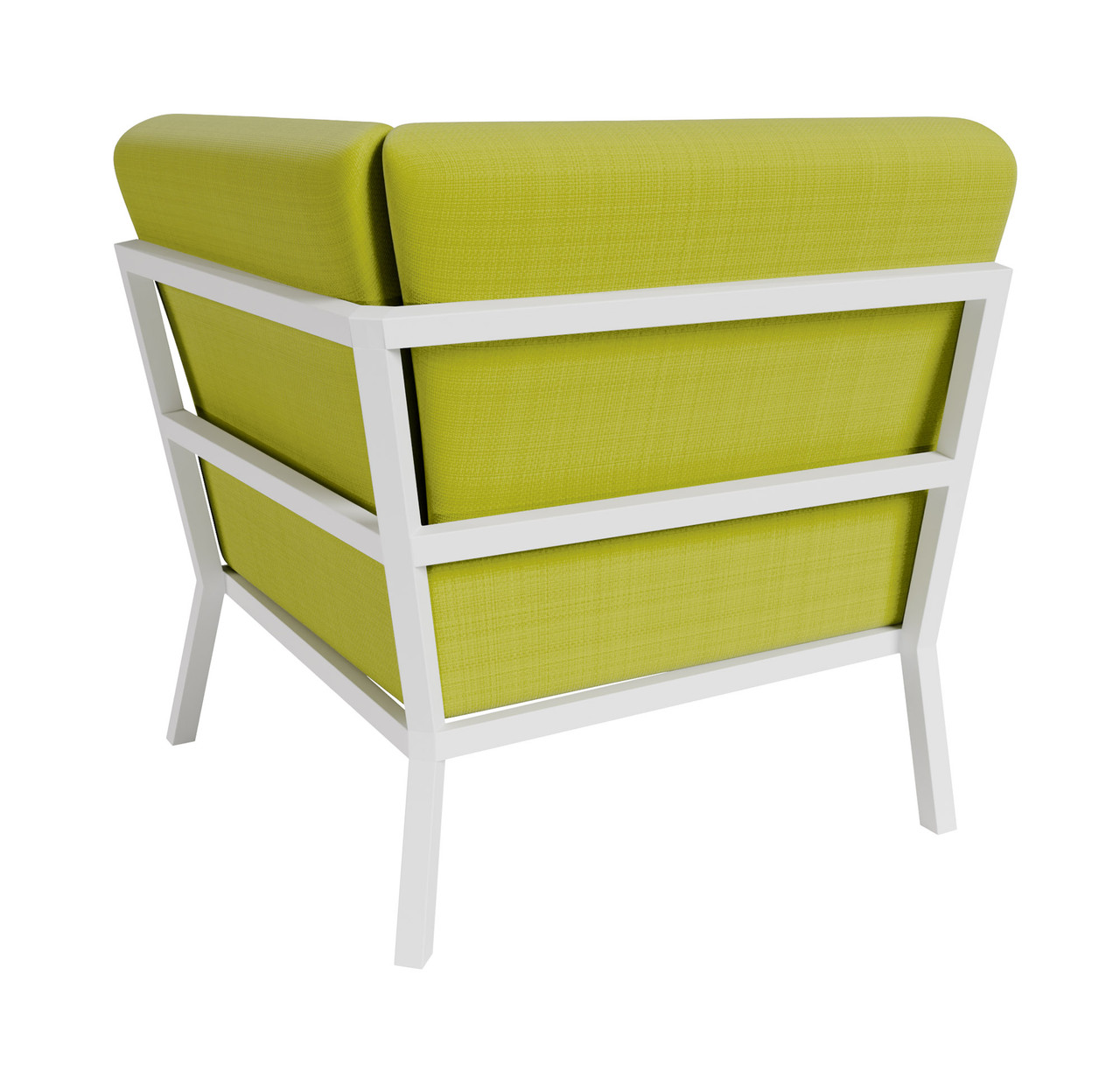 Nico Outdoor Seating - Corner - Premium  5-Yr Warranty Sunbrella Fabric - Fully Welded White Metal Frame Nico Outdoor Seating - Corner - Premium  5-Yr Warranty Sunbrella Fabric - Fully Welded White Metal Frame