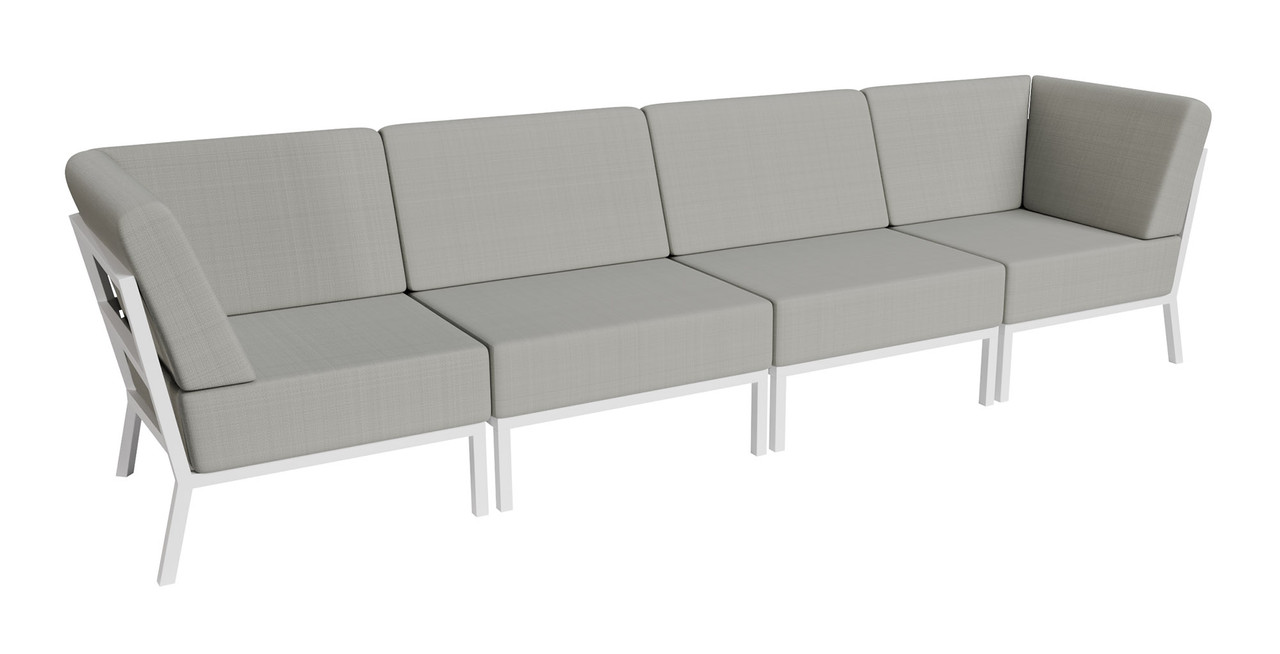 Nico Outdoor Seating - Sofa - Premium  5-Yr Warranty Sunbrella Fabric - Fully Welded White Metal Frame