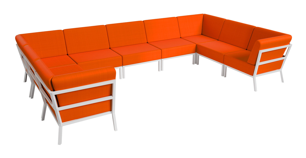 Nico Outdoor Seating - Ushape - Premium  5-Yr Warranty Sunbrella Fabric - Fully Welded White Metal Frame Nico Outdoor Seating - Ushape - Premium  5-Yr Warranty Sunbrella Fabric - Fully Welded White Metal Frame