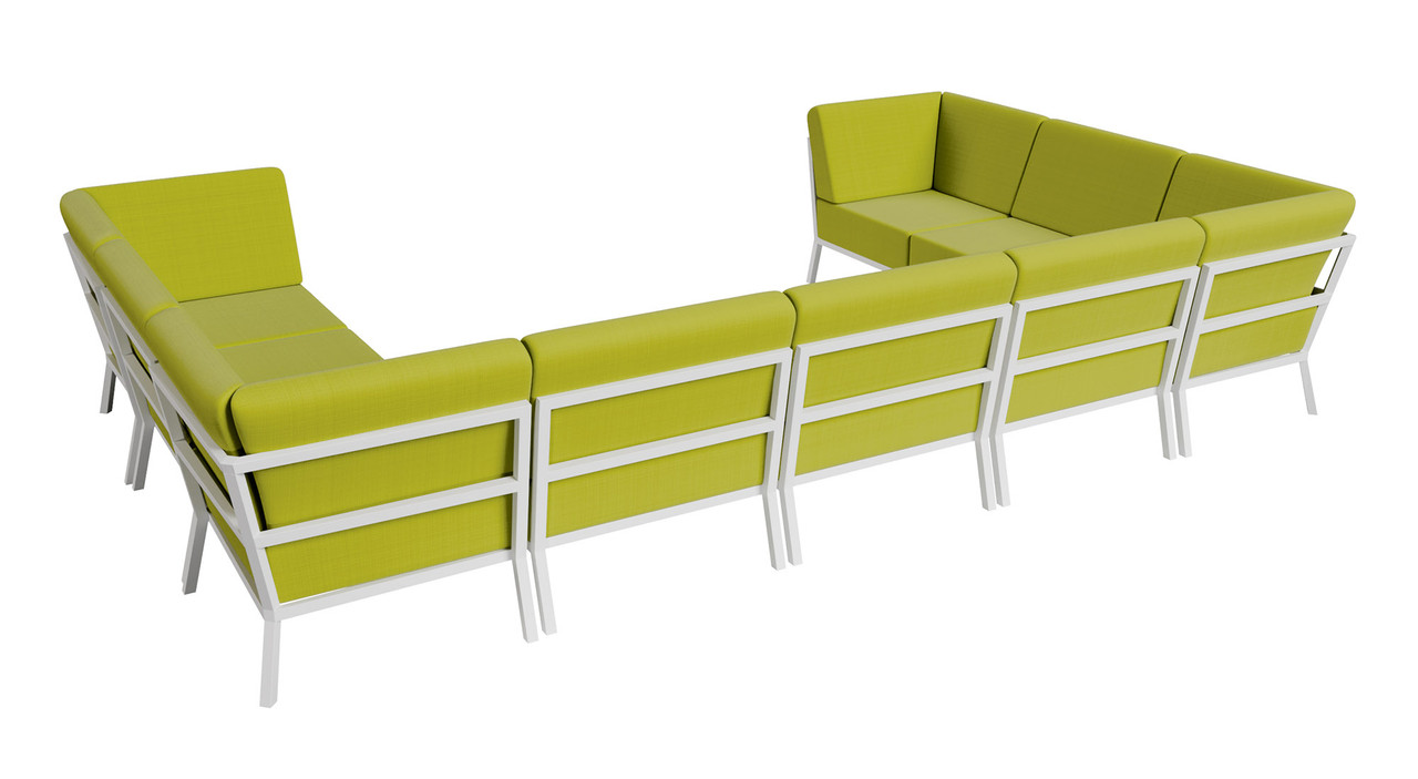 Nico Outdoor Seating - Ushape - Premium  5-Yr Warranty Sunbrella Fabric - Fully Welded White Metal Frame Nico Outdoor Seating - Ushape - Premium  5-Yr Warranty Sunbrella Fabric - Fully Welded White Metal Frame