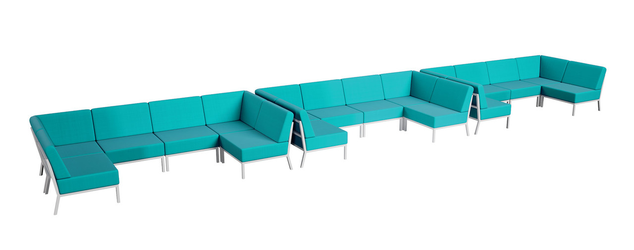 Nico Outdoor Seating Package - Modular Ushape - Premium  5-Yr Warranty Sunbrella Fabric - Fully Welded White Metal Frame Nico Outdoor Seating Package - Modular Ushape - Premium  5-Yr Warranty Sunbrella Fabric - Fully Welded White Metal Frame