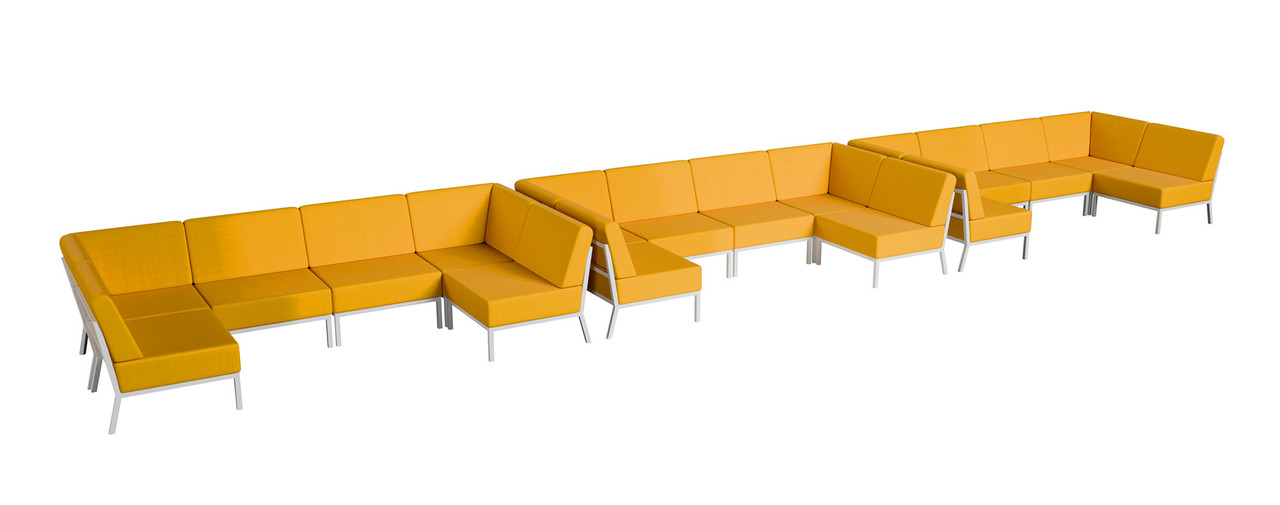 Nico Outdoor Seating Package - Modular Ushape - Premium  5-Yr Warranty Sunbrella Fabric - Fully Welded White Metal Frame Nico Outdoor Seating Package - Modular Ushape - Premium  5-Yr Warranty Sunbrella Fabric - Fully Welded White Metal Frame