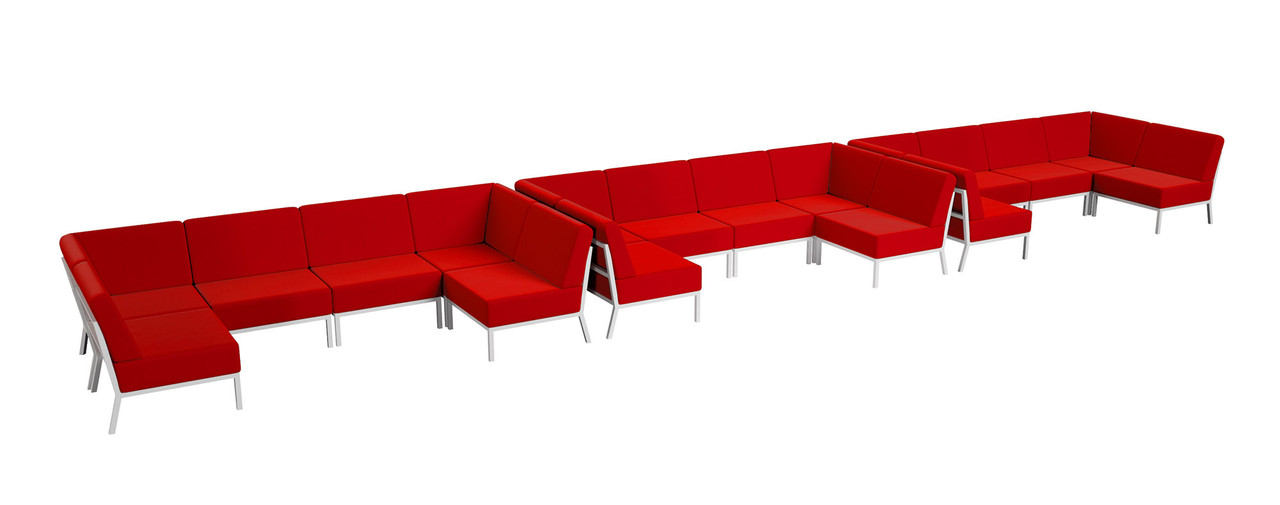 Nico Outdoor Seating Package - Modular Ushape - Premium  5-Yr Warranty Sunbrella Fabric - Fully Welded White Metal Frame Nico Outdoor Seating Package - Modular Ushape - Premium  5-Yr Warranty Sunbrella Fabric - Fully Welded White Metal Frame