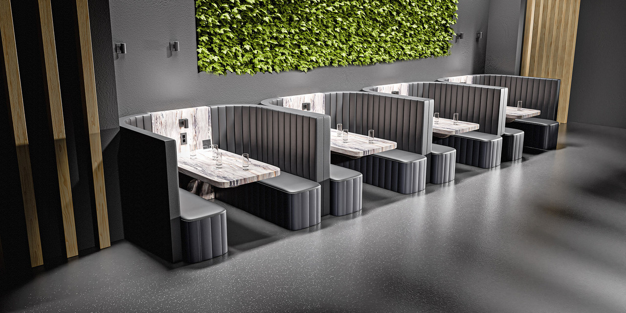 Restaurant Package: Set of [FOUR] Compact 4-Seater All-in-One Booth Seating with Integrated Tables - Optional Power Outlet