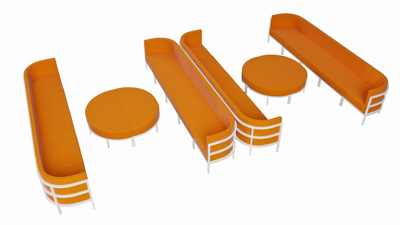 Enzo Outdoor Double Long Sofa Seating - Premium  5-Yr Warranty Sunbrella Fabric - Fully Welded Heavy-Duty White Metal Frame