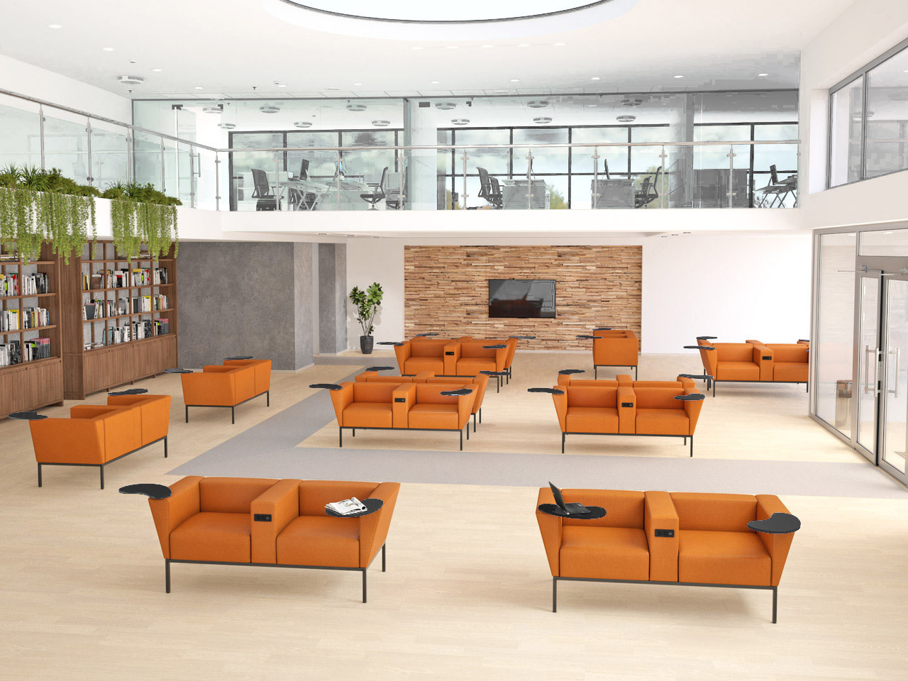 Modern Gemini Sofa Package - Premium Upholstery - Convenience Swivel Trays - Power Outlet - Made in USA