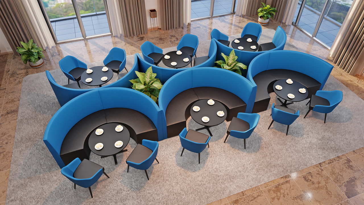Horizon Half-Circle Package with Restaurant Tables and Chairs - Seats 24 Horizon Half-Circle Package with Restaurant Tables and Chairs - Seats 24