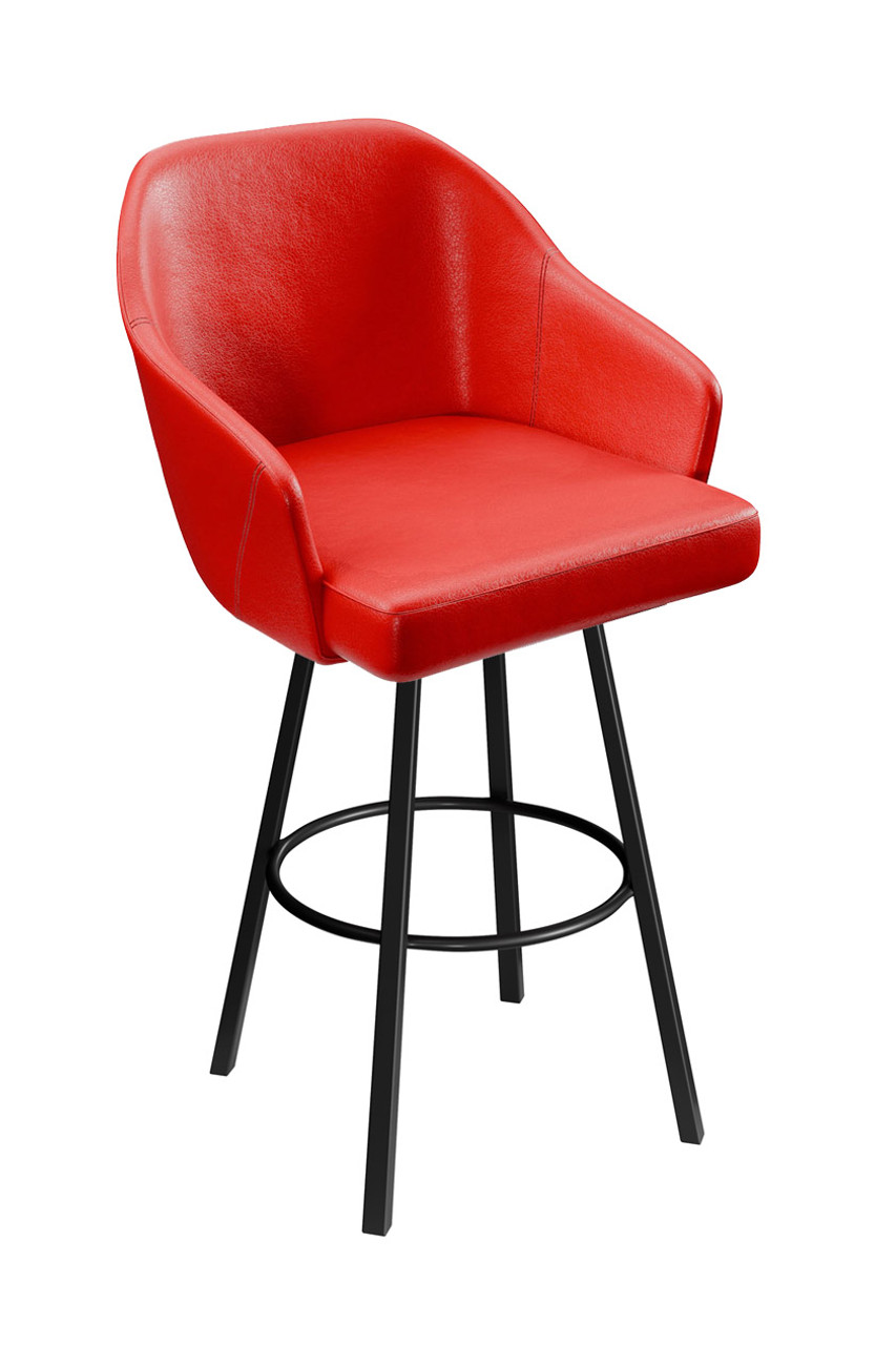 Modern Restaurant Bar 'Stool- High Performance Upholstery - Black Metal  Swivel Base