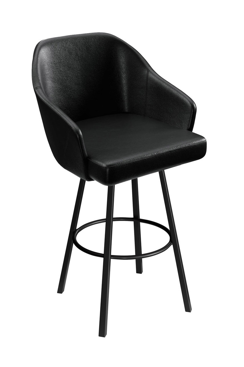 Modern Restaurant Bar 'Stool- High Performance Upholstery - Black Metal  Swivel Base