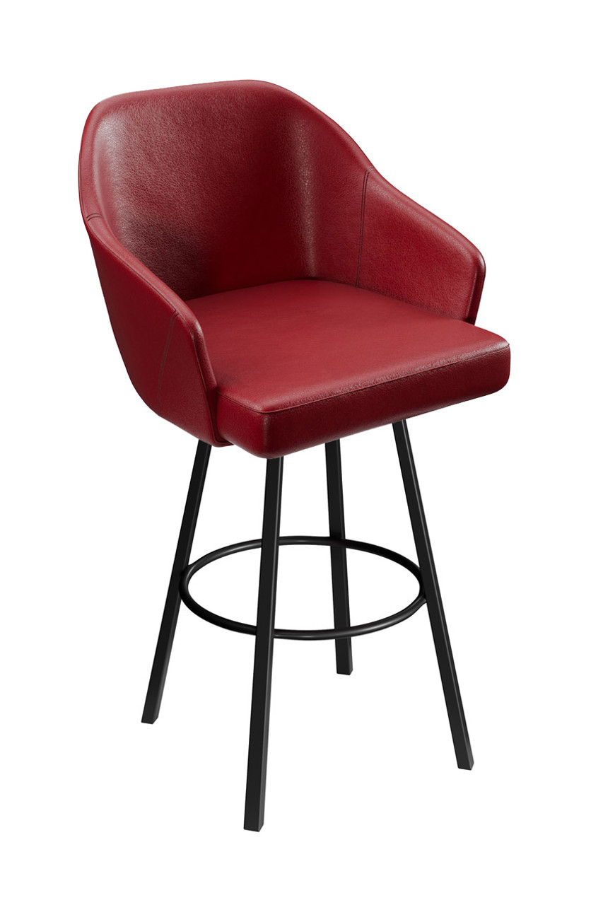 Modern Restaurant Bar 'Stool- High Performance Upholstery - Black Metal  Swivel Base