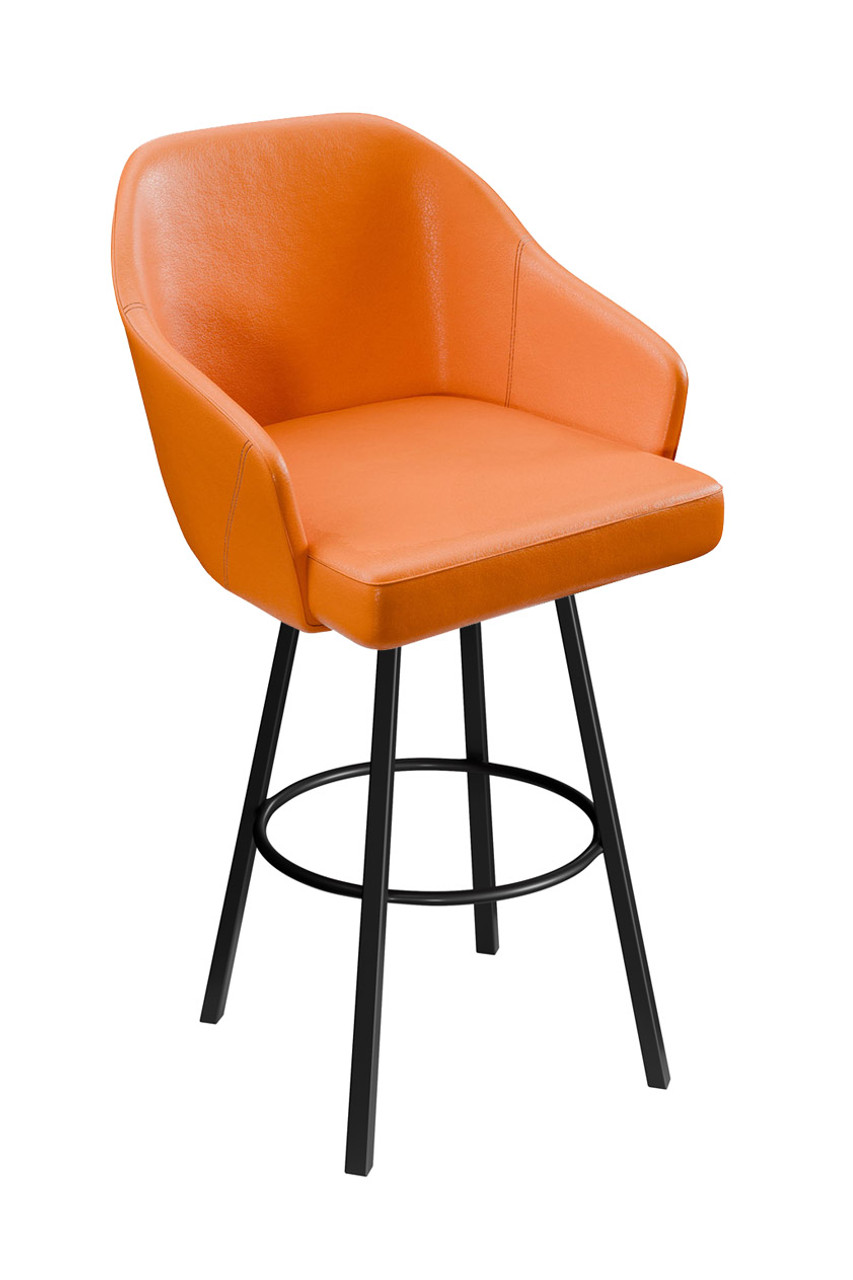 Modern Restaurant Bar 'Stool- High Performance Upholstery - Black Metal  Swivel Base