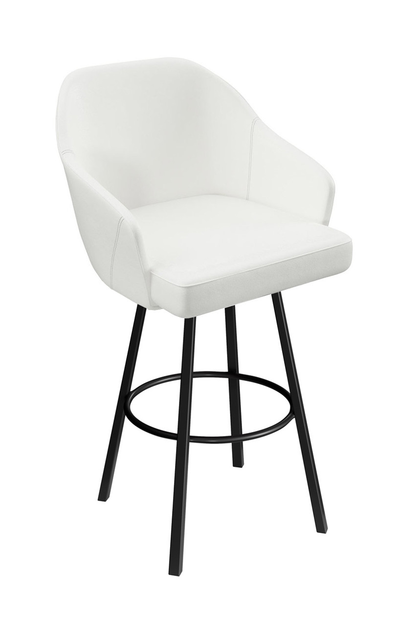 Modern Restaurant Bar 'Stool- High Performance Upholstery - Black Metal  Swivel Base