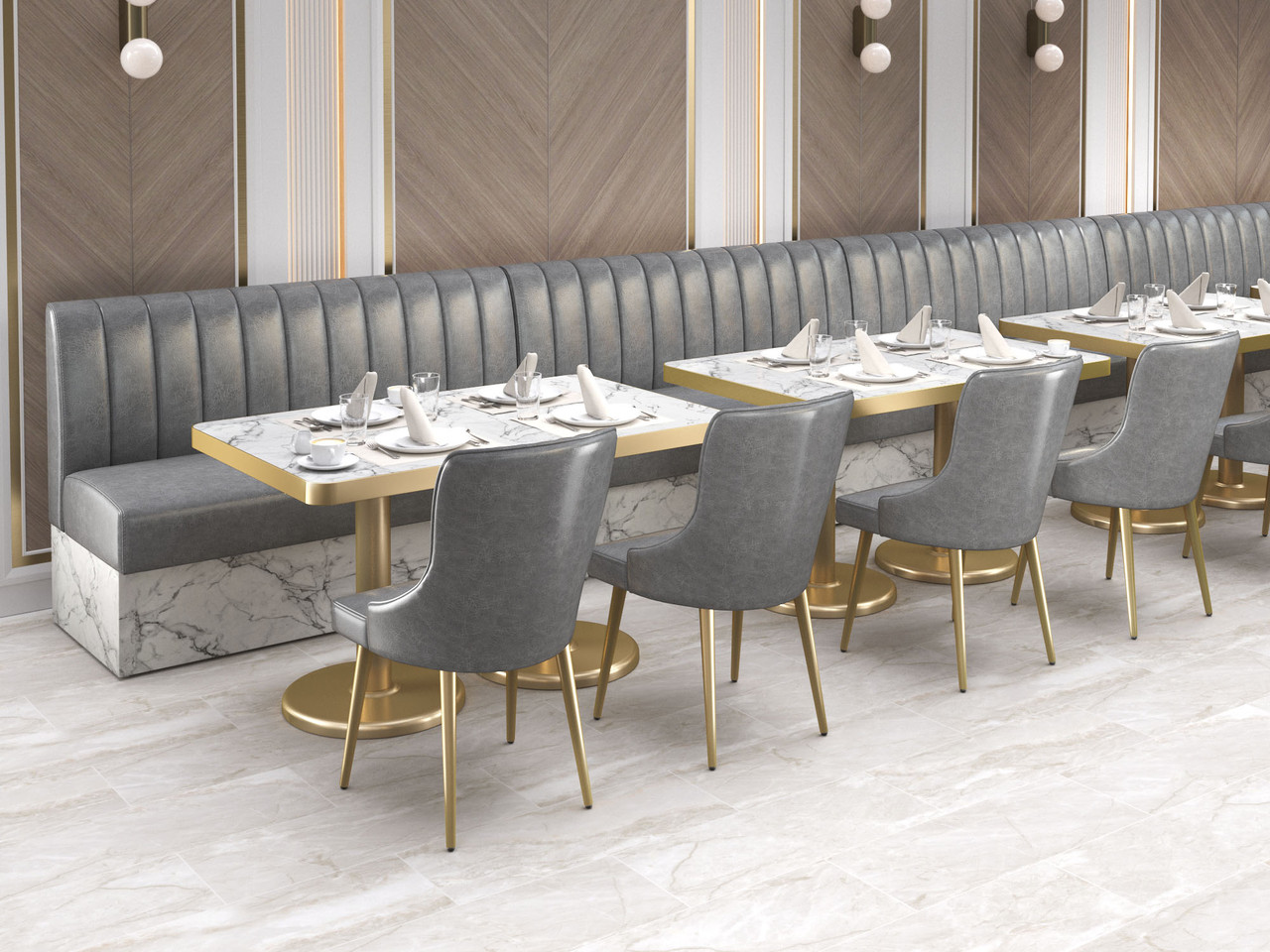 Expo Restaurant Booth Gold Package - Premium Channel-Back Upholstery (Seats 16) Expo Restaurant Booth Gold Package - Premium Channel-Back Upholstery (Seats 16)