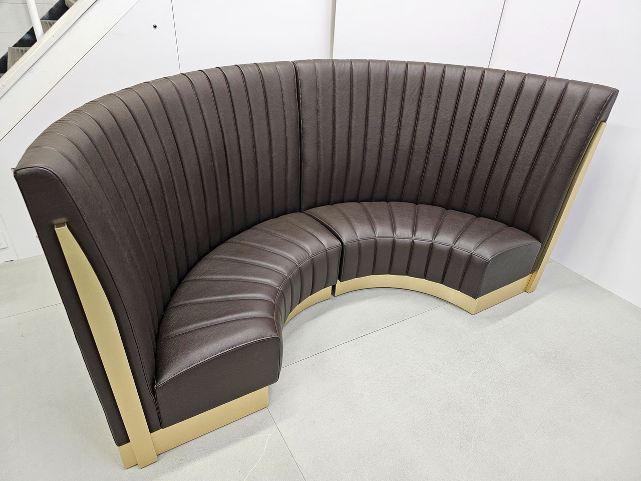 LUXOR - Spectacular 53" Tall Privacy Back - Half Circle Modern Channel Booth with Gold Accents- High Quality Materials - Boutique Collection