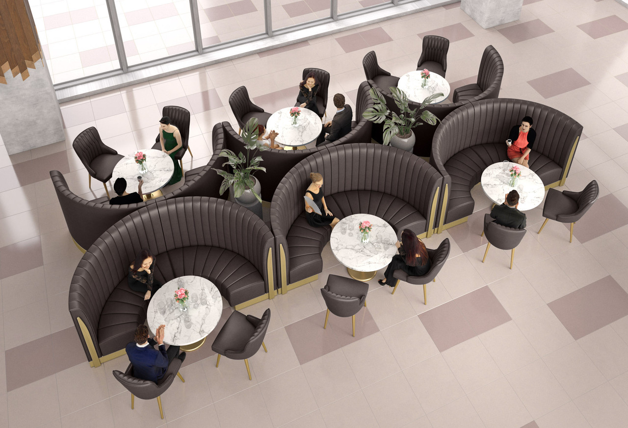 LUXOR - Spectacular 53" Tall Privacy Back - Half Circle Modern Channel Booth with Gold Accents- High Quality Materials - Boutique Collection