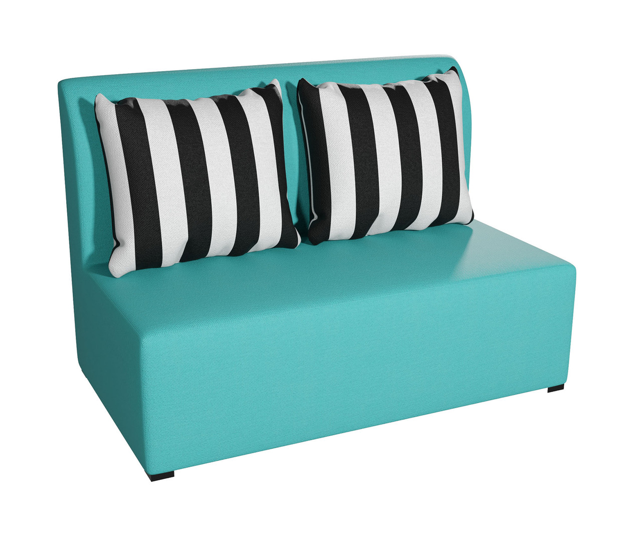 Cabana Outdoor Seating - Armless 35" Seat- Premium  5-Yr Warranty Sunbrella Fabric - Marine Grade Seaboard Frame - Two Zebra Pillows