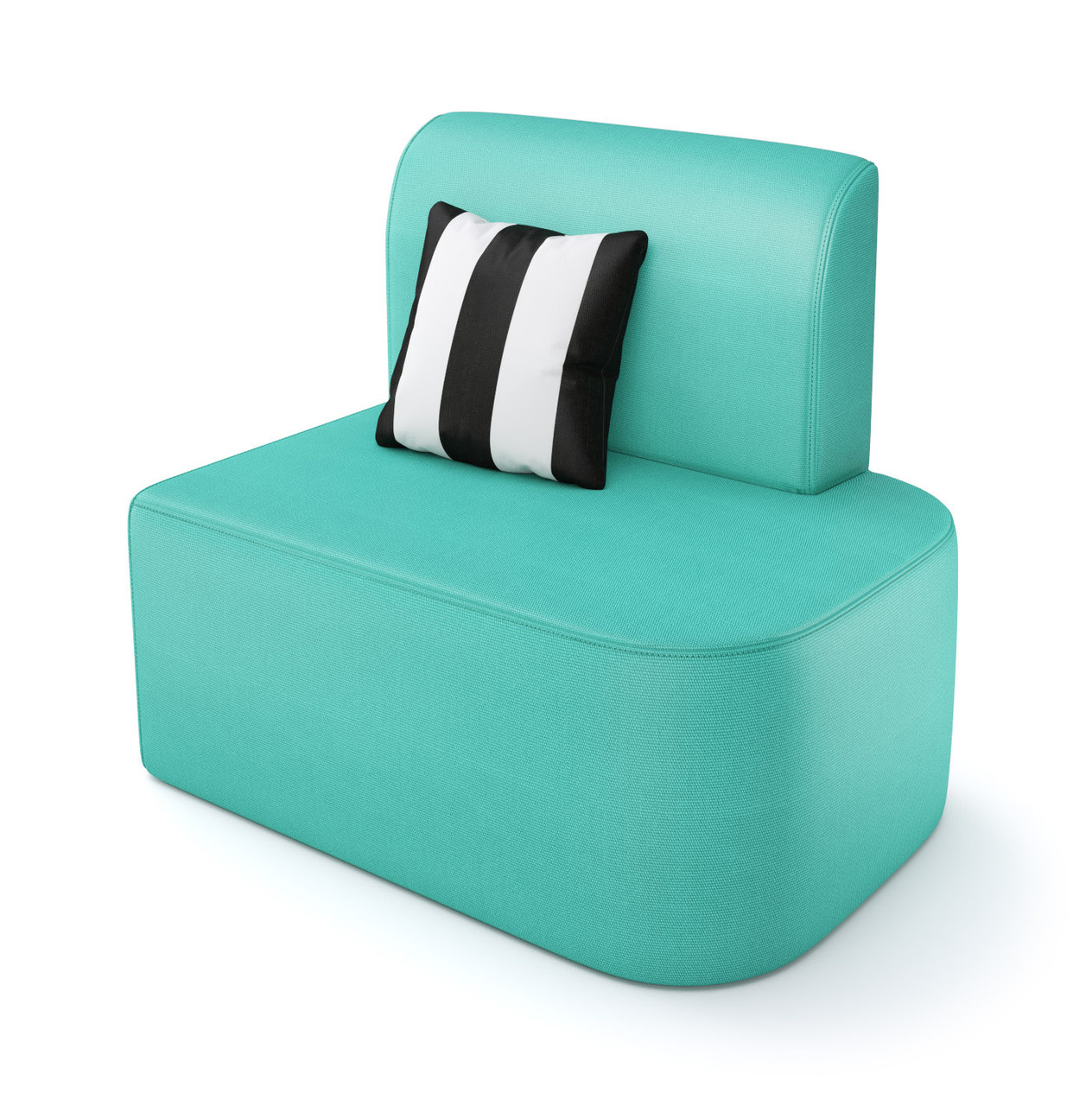 Cabana Outdoor Seating - Open Chaise Seat- Premium  5-Yr Warranty Sunbrella Fabric - Marine Grade Seaboard Frame - One Zebra Pillow