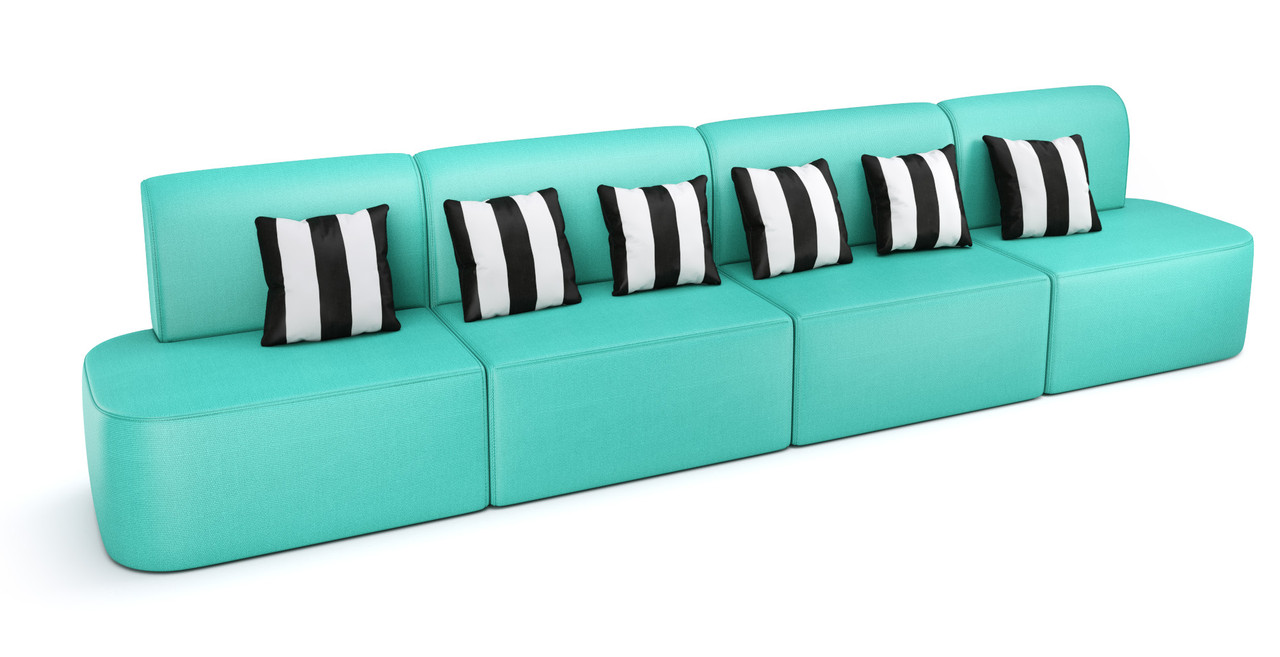 Cabana Outdoor Long Lounge Seating - Premium  5-Yr Warranty Sunbrella Fabric - Marine Grade Seaboard Frame - Seating Arrangement G2