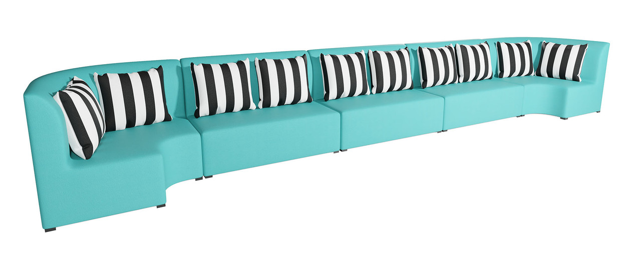 Cabana Outdoor Rounded Long Seating - Premium  5-Yr Warranty Sunbrella Fabric - Marine Grade Seaboard Frame - Seating Arrangement G3 Cabana Outdoor Rounded Long Seating - Premium  5-Yr Warranty Sunbrella Fabric - Marine Grade Seaboard Frame - Seating Arrangement G3