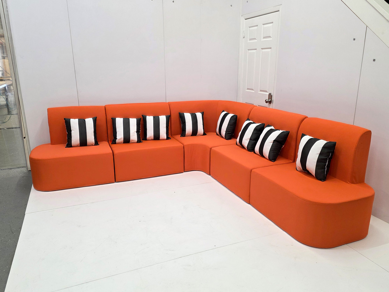 Cabana Outdoor Rounded Long Seating - Premium  5-Yr Warranty Sunbrella Fabric - Marine Grade Seaboard Frame - Seating Arrangement G3 Cabana Outdoor Rounded Long Seating - Premium  5-Yr Warranty Sunbrella Fabric - Marine Grade Seaboard Frame - Seating Arrangement G3