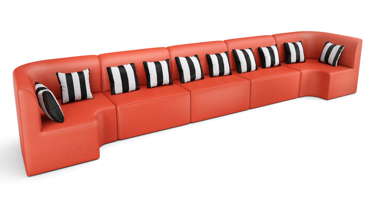 Cabana Outdoor Rounded Long Seating - Premium  5-Yr Warranty Sunbrella Fabric - Marine Grade Seaboard Frame - Seating Arrangement G3