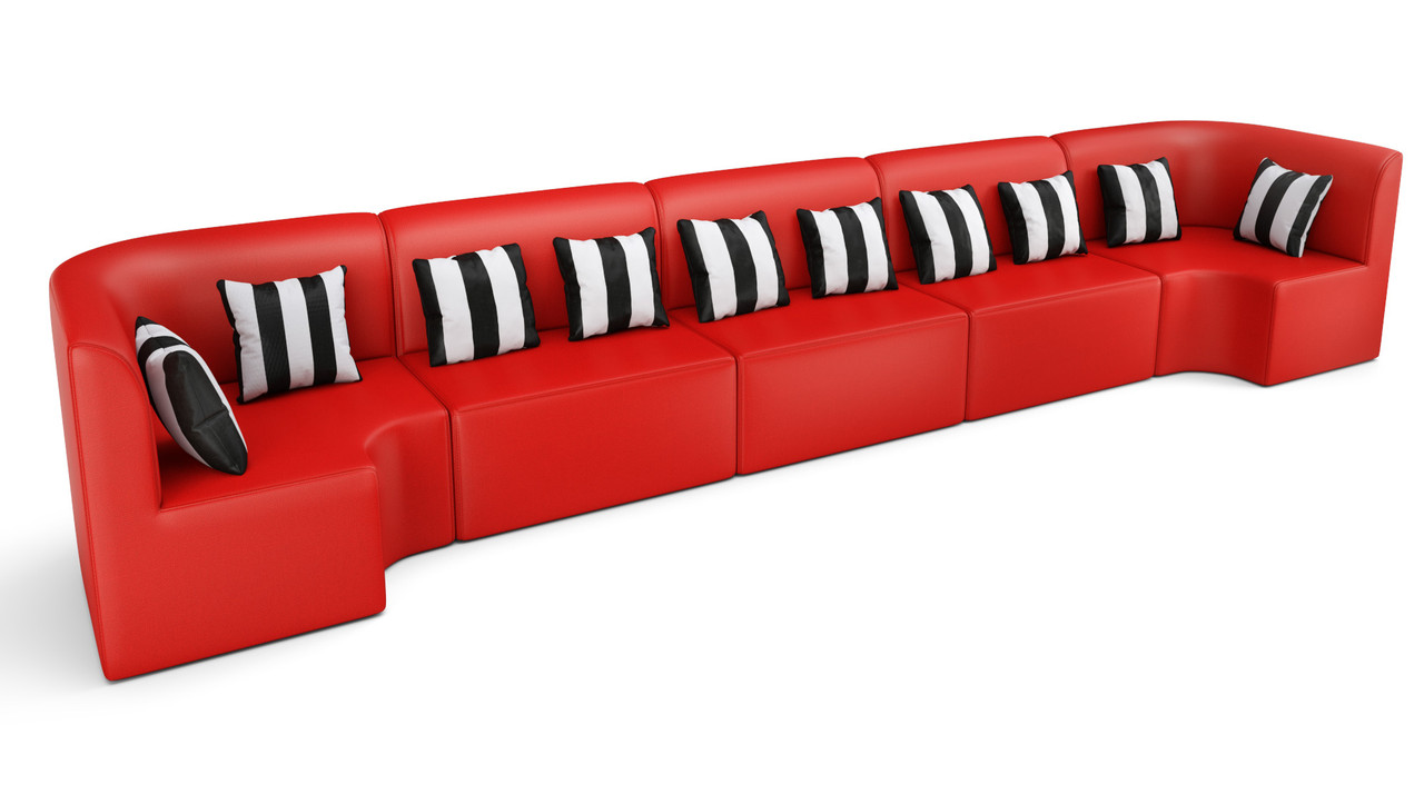 Cabana Outdoor Rounded Long Seating - Premium  5-Yr Warranty Sunbrella Fabric - Marine Grade Seaboard Frame - Seating Arrangement G3