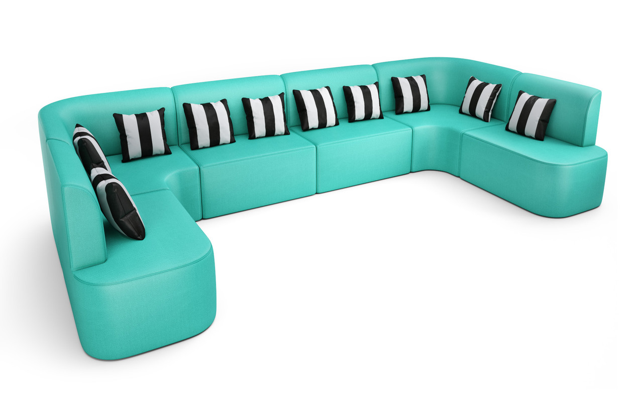 Cabana Outdoor U-Shape Seating - Premium  5-Yr Warranty Sunbrella Fabric - Marine Grade Seaboard Frame - Seating Arrangement G5