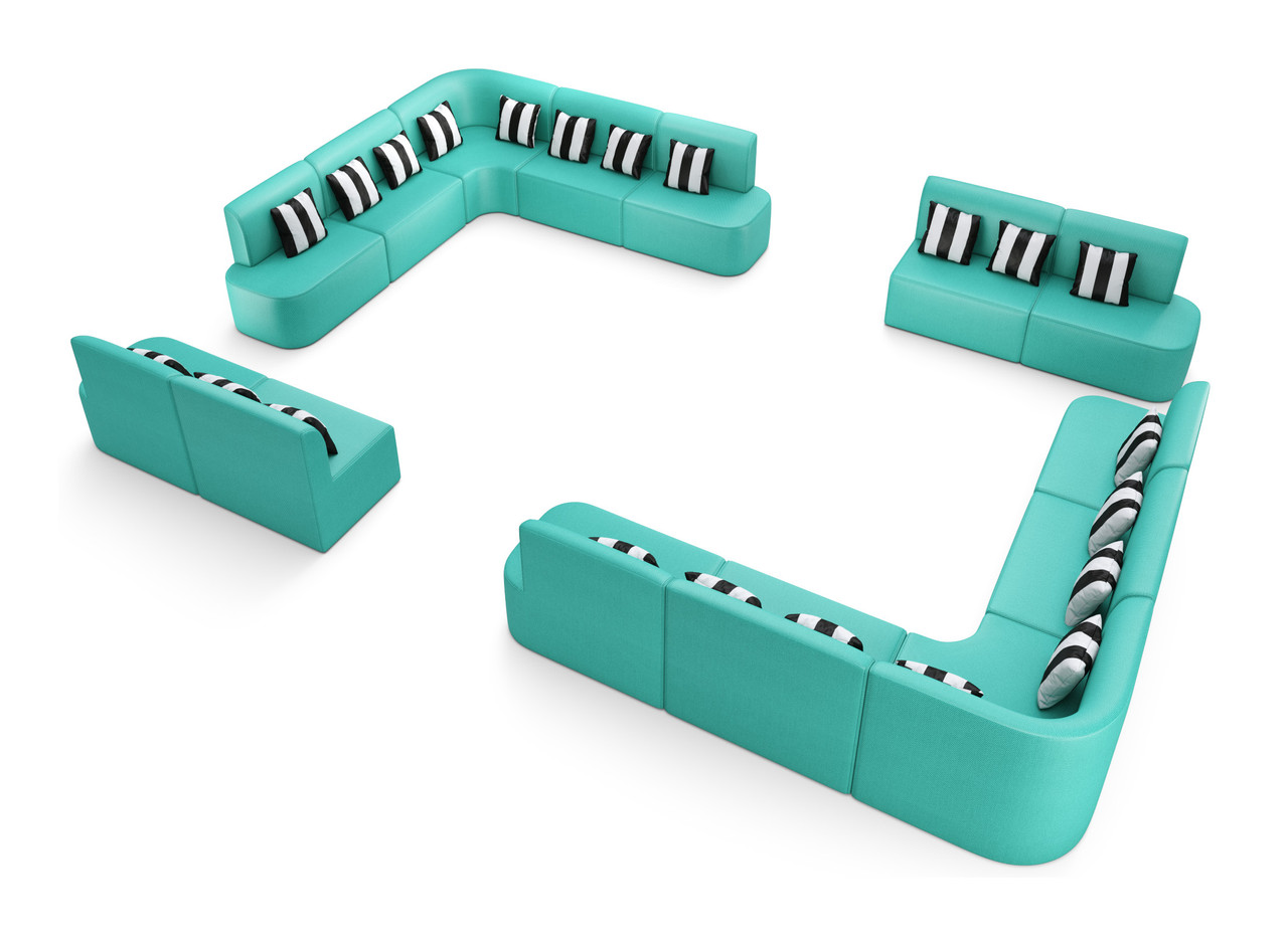 Cabana Outdoor U-Shape Seating - Premium  5-Yr Warranty Sunbrella Fabric - Marine Grade Seaboard Frame - Seating Arrangement G6