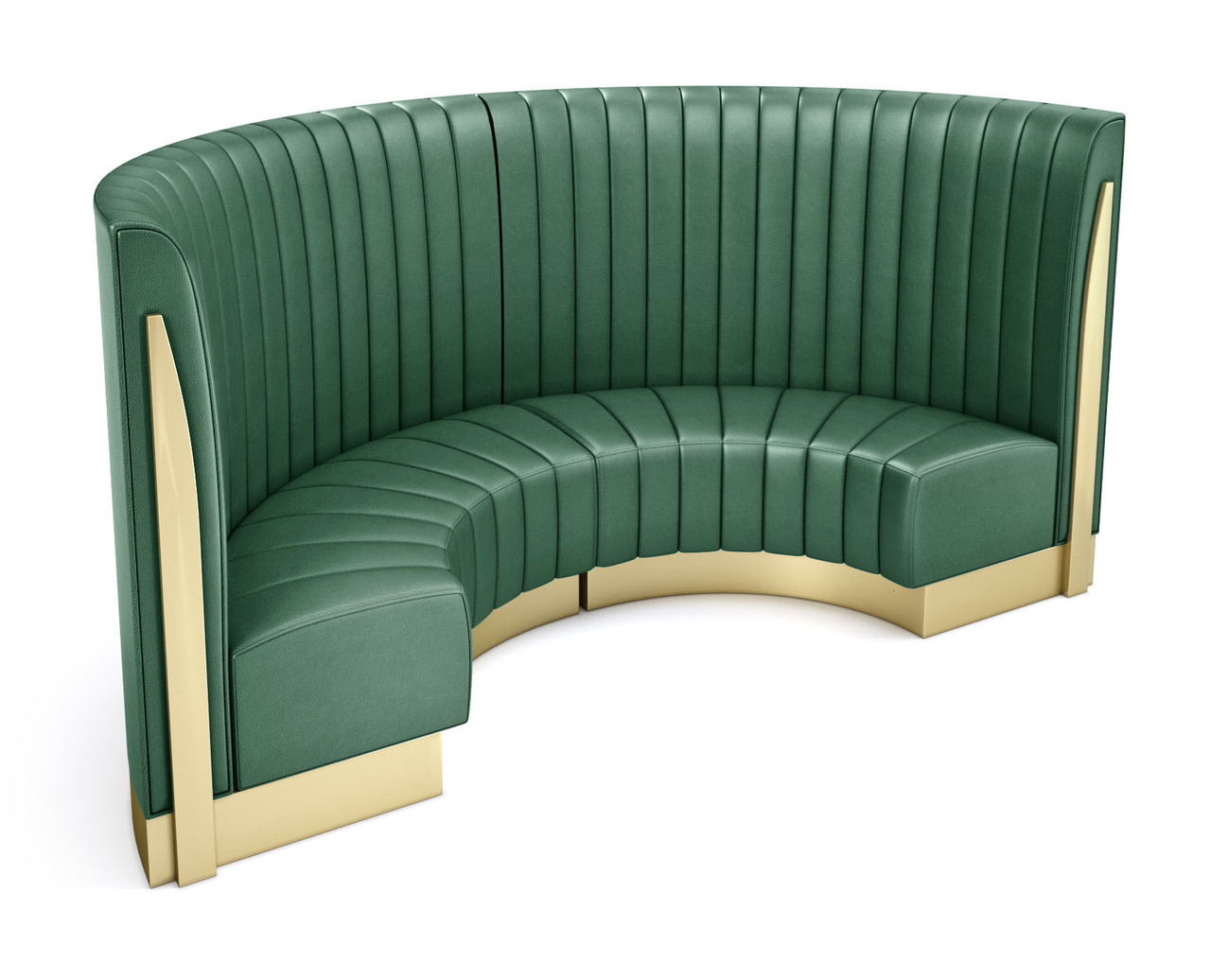 LUXOR  Restaurant Package- Spectacular 53" Tall Privacy Back - Half Circle Modern Channel Booths with Gold Accents with Round Marble Tables and Restaurant Chairs- High Quality Materials - Boutique Collection (Seats 36) LUXOR  Restaurant Package- Spectacular 53" Tall Privacy Back - Half Circle Modern Channel Booths with Gold Accents with Round Marble Tables and Restaurant Chairs- High Quality Materials - Boutique Collection (Seats 36)