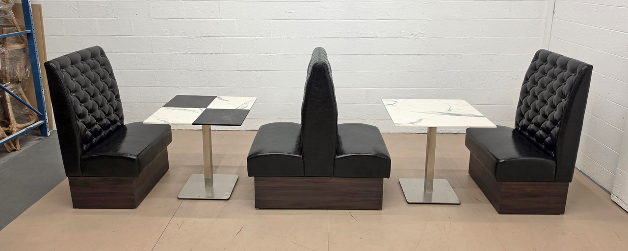 Presco Restaurant Booth - Premium Button-Tufted-Back Upholstery- Laminated Kick Panel - Made in USA