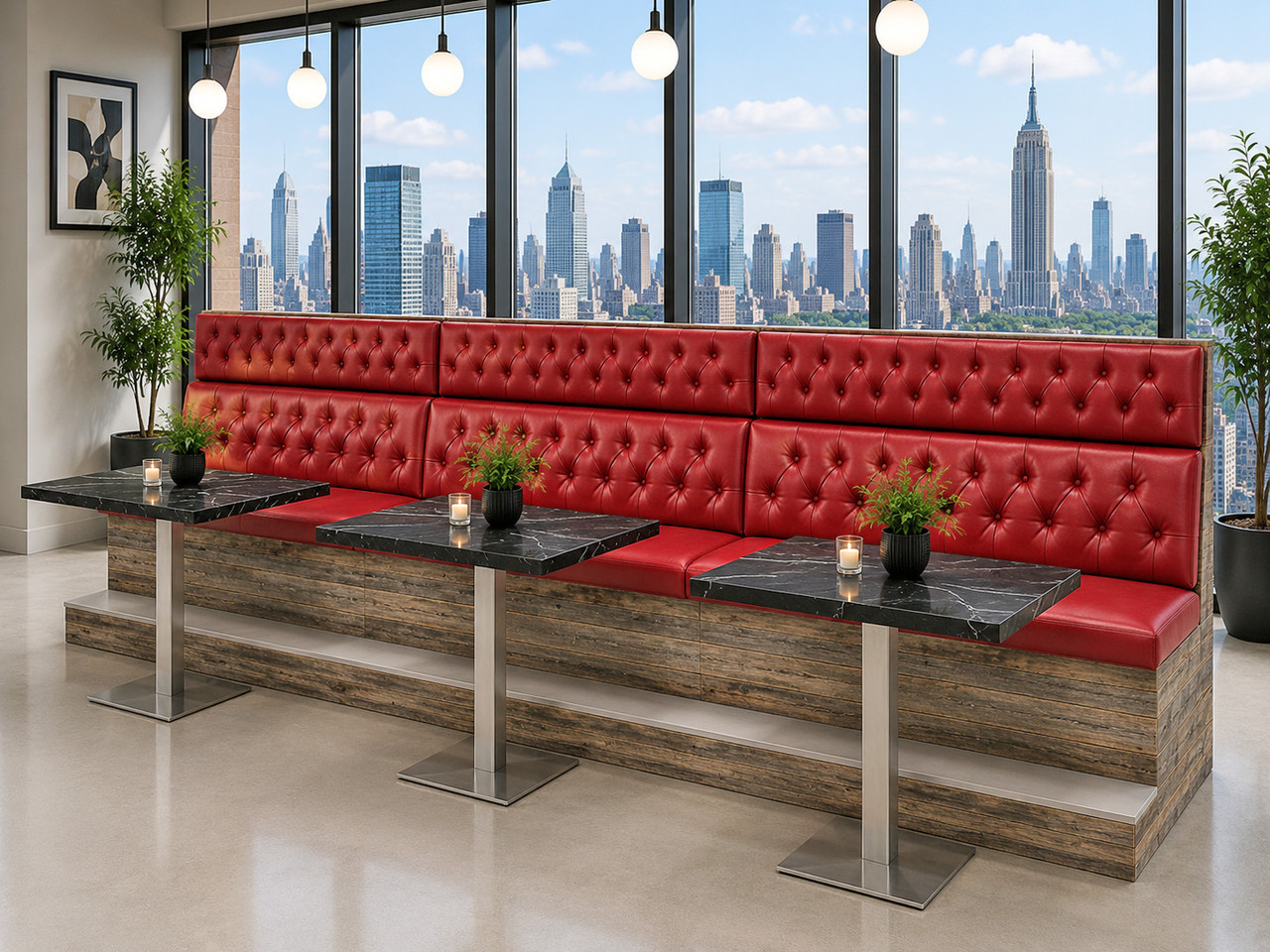 Chester - Luxury Button Tufted Bar-Height Booth - Made in USA