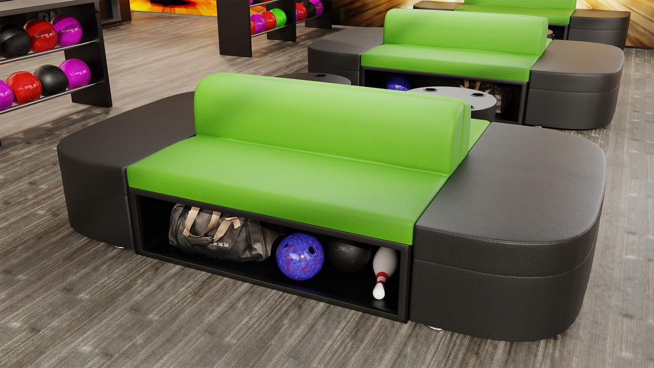 Binny Bowling  Seating with Storage - Modular Package  with LUCAS Round Lounge Tables  (Seats 32)