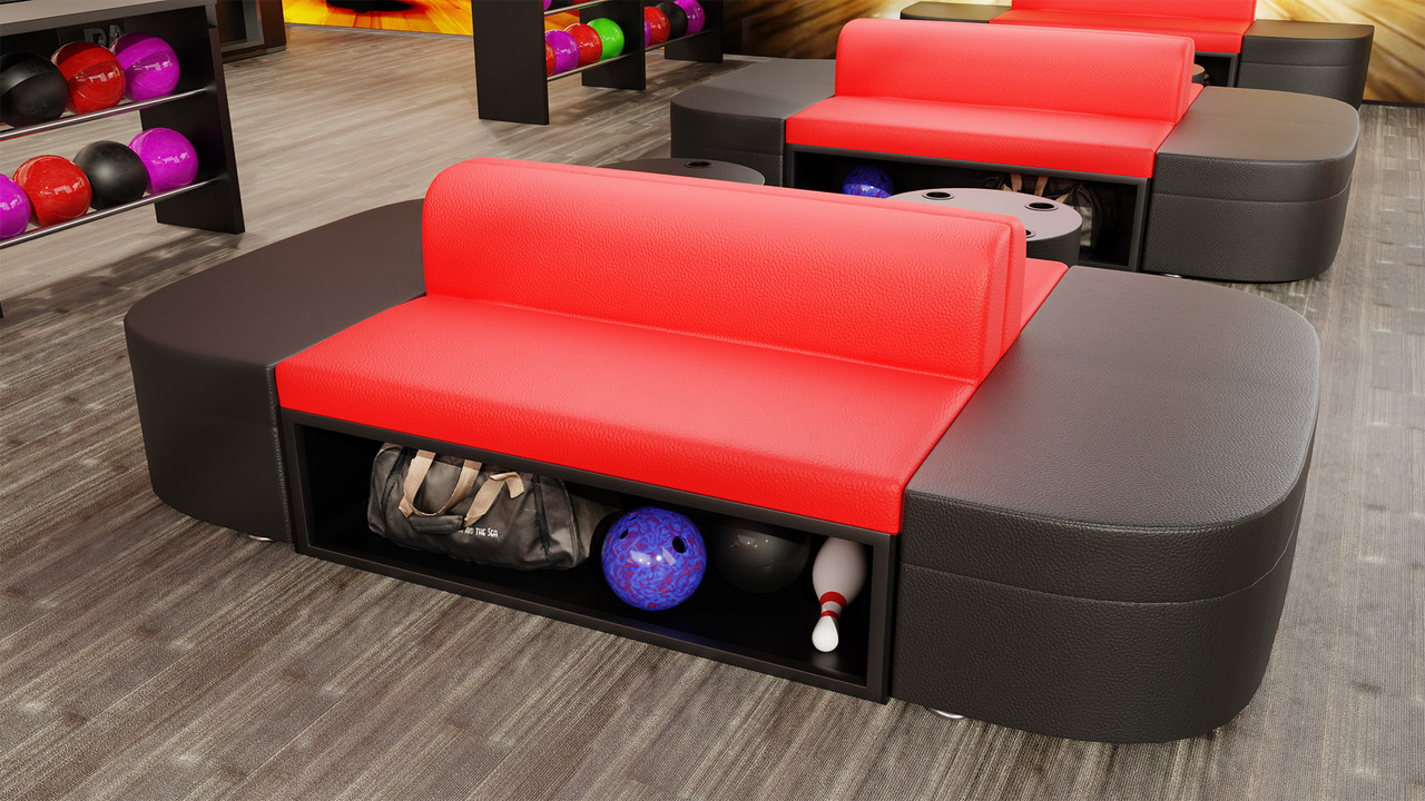 Binny Bowling  Seating with Storage - Modular Package  with LUCAS Round Lounge Tables  (Seats 32)