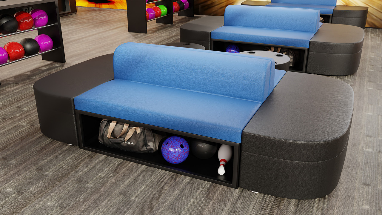 Binny Bowling  Seating with Storage - Modular Package  with LUCAS Round Lounge Tables  (Seats 32)