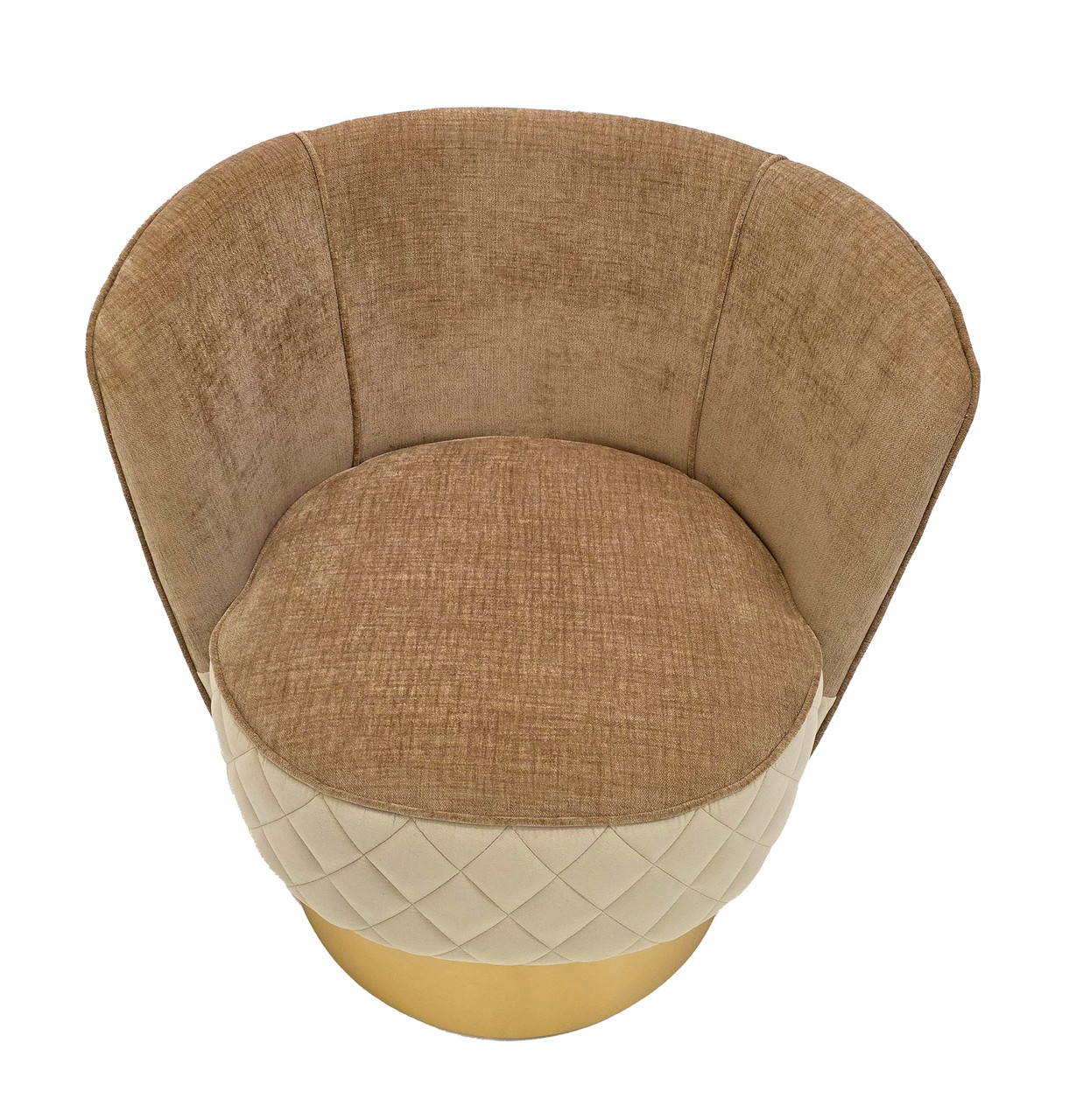 Modern Diamond Tufted Design - AMALFI  CHAIR - A Beautiful Modern Swivel Club Chair - Premium Upholstery  - Gold Wrapped Base