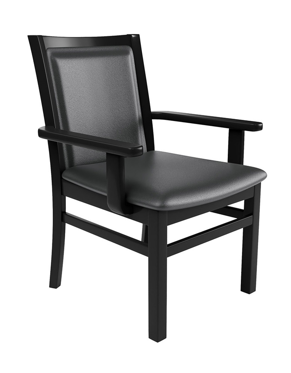 Black 36x36 Restaurant Tables and Black Modern ARM Restaurant Chairs (SEATS 48)