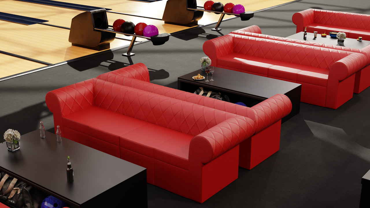RIVERA Modular Bowling Furniture - Sofas - Lounge Tables - Storage (Seats  32)