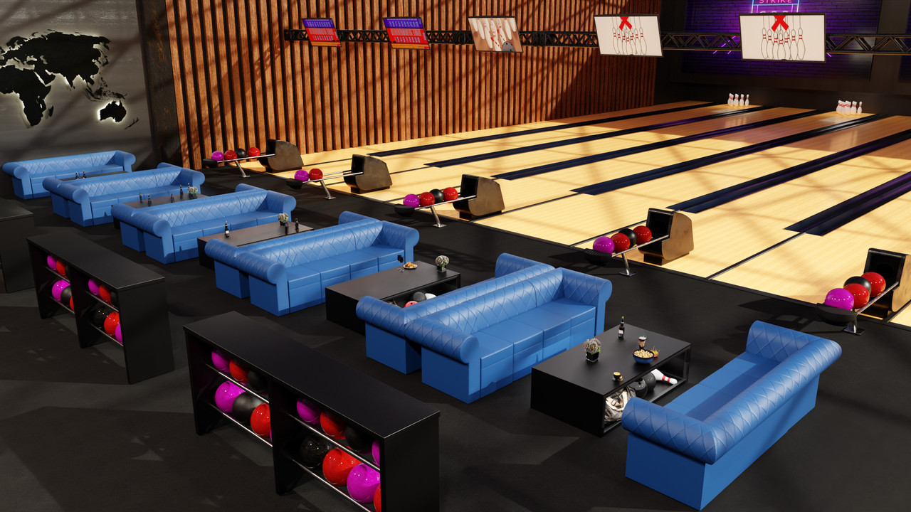 RIVERA Modular Bowling Furniture - Sofas - Lounge Tables - Storage (Seats  32)